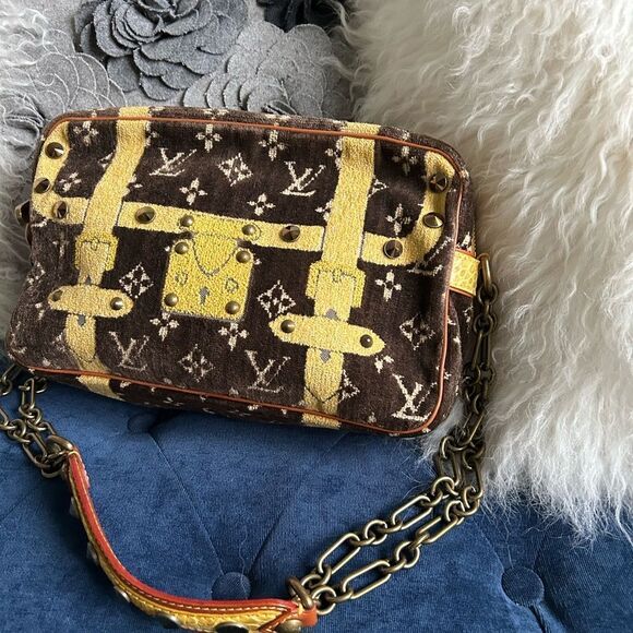 Louis Vuitton LV Vintage velvet Trompe L'oeil Trocadero Shoulder Bag velour - Picture 2 of 6